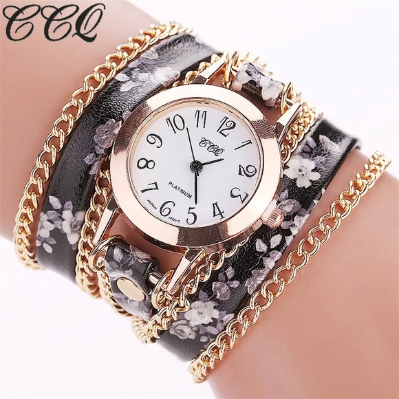 CCQ Flower Leather Bracelet Watches Fashion Women - Picture 8 of 8